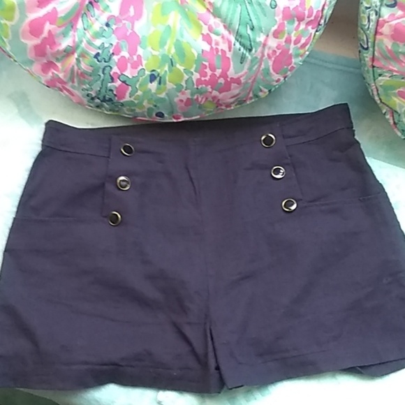 Cynthia Rowley Pants - Cynthia Rowley Navy Blue Linen Shorts